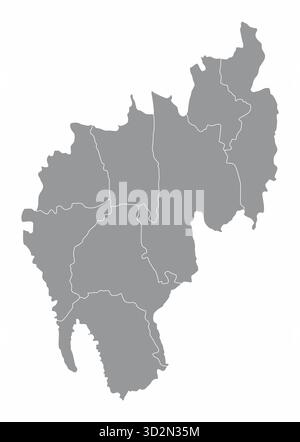 Carte administrative de Tripura isolée sur fond blanc, Inde Illustration de Vecteur