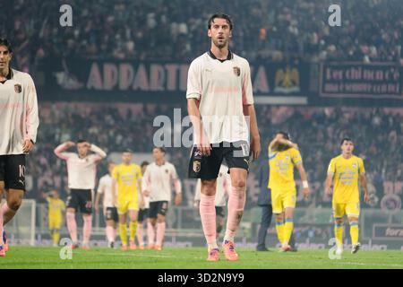 Palerme, Italie, 1er novembre 2025. Stade Renzo Barbera, Palerme vs Pescara, match valable pour le championnat de Serie B 2025/2026. Sur la photo : Mattia Bani (Palermo FC) Banque D'Images