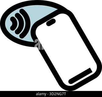 Cette icône vectorielle représente un smartphone effectuant un paiement sans contact via la technologie NFC. Idéal pour les services bancaires mobiles - applications de paiement - et les technolog financiers Illustration de Vecteur