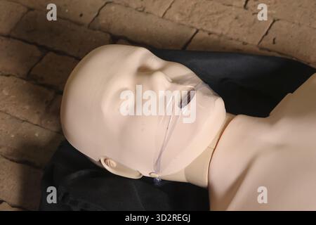 Visage de mannequin médical de détresse mannequin médical mannequin de formation soins de santé premiers soins réanimation soutien de vie simulation de sécurité pract Banque D'Images