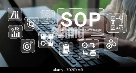 La procédure d'exploitation standard améliore l'automatisation des processus, l'efficacité du flux de travail et l'analyse de la structure opérationnelle Banque D'Images