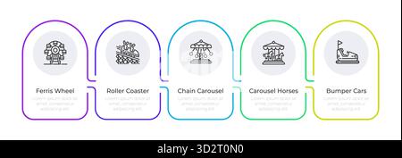 Infographie de parc à thème rectangles arrondis horizontaux Illustration de Vecteur