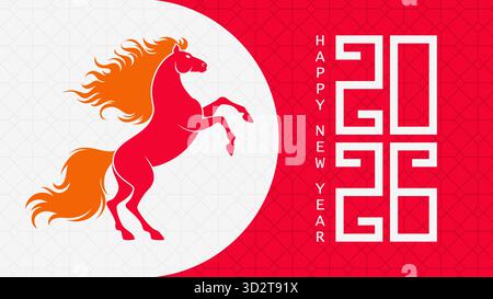 Silhouette de cheval de feu. Signe du zodiaque du nouvel an chinois 2026. Illustration de Vecteur