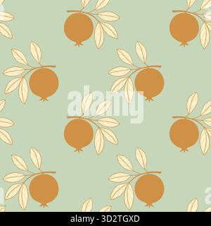 Motif fruits grenade dans des couleurs pastel, dessin de contour stylisé. Illustration vectorielle Illustration de Vecteur