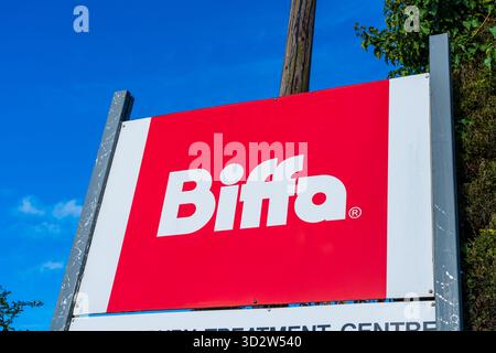 Mercredi, Royaume-Uni - 2 novembre 2025 : signalisation externe de Biffa, une entreprise de gestion des déchets au Royaume-Uni Banque D'Images