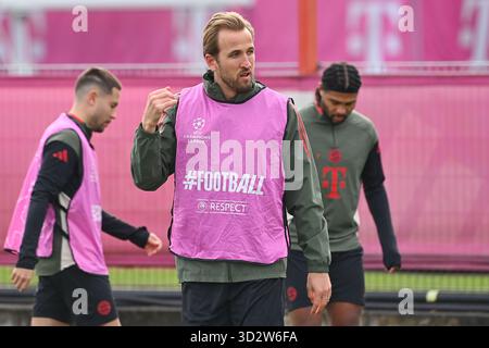 Munich, Deutschland. 03 Nov, 2025. Harry Kane (FC Bayern Munich), entraînement final le 3 novembre 2025, Football Champions League, saison 2025/26 : Paris Saint-Germain vs FC Bayern Munich ? Crédit : dpa/Alamy Live News Banque D'Images