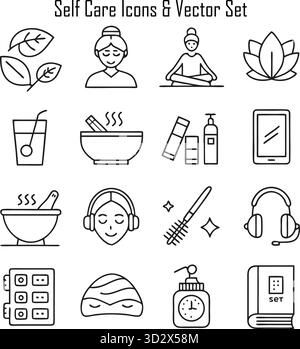 Symboles bien-être, pleine conscience et mode de vie sain Illustration de Vecteur