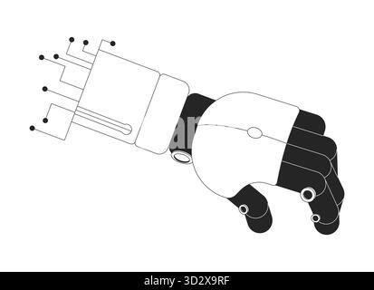 Main robotisée avec illustration de contour de circuit numérique Illustration de Vecteur