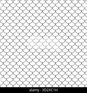 Motif sans couture d'écailles de poisson. Sirène, dragon, fond d'écailles de serpent. Poisson, texture de peau de serpent. Motif de ligne noire queue de sirène. Japonais traditionnel Illustration de Vecteur