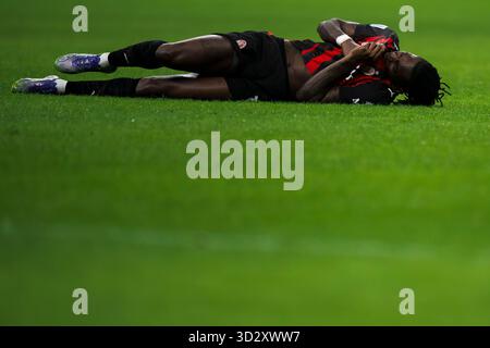 Rafael Leao de l'AC Milan semble abattu lors du match de football Serie A entre l'AC Milan et L'AS Roma. Banque D'Images