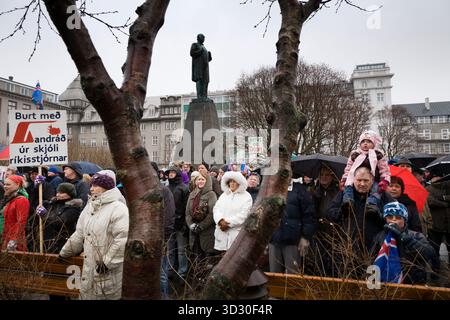 Reykjavik - Islande, le 6 mars 2010 : les gens manifestent à Austurvollur le jour du référendum sur le remboursement de la dette d'Icesave. Le référendum a été battu Banque D'Images