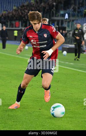Rome, Italie. 3 novembre 2025, stade Olimpico, Rome, Italie ; Serie A Enilive Football match ; Lazio contre Cagliari ; Marco Palestra de Cagliari crédit : Roberto Ramaccia/Alamy Live News Banque D'Images