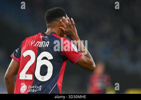 Rome, Italie. 3 novembre 2025, stade Olimpico, Rome, Italie ; Serie A Enilive Football match ; Lazio contre Cagliari ; Yerry Mina de Cagliari crédit : Roberto Ramaccia/Alamy Live News Banque D'Images