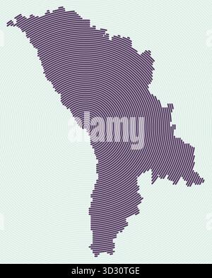 Anneaux en forme de Moldavie. Carte du pays formée par des cercles empilés. Conception de forme de limite Moldavie. Illustration vectorielle élégante. Illustration de Vecteur