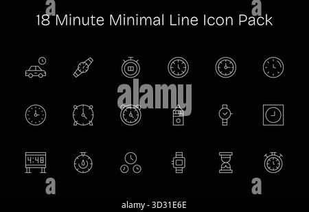 Un ensemble dynamique de 18 icônes dans le style minimal Line, conçu pour minute et adapté aux produits numériques. Illustration de Vecteur
