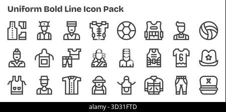 Télécharger 24 icônes évolutives Bold Outline conçues pour l'uniforme, adapté aux projets professionnels et créatifs. Illustration de Vecteur