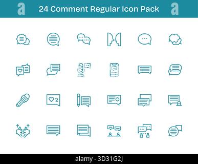 Télécharger 24 icônes Scalable Regular Outline conçu pour commentaire, adapté aux projets professionnels et créatifs. Illustration de Vecteur