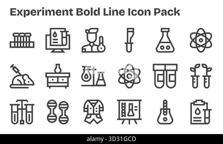 Collection de 18 icônes vectorielles Bold Line-style pour l'expérience, conçues pour la clarté et la polyvalence. Illustration de Vecteur