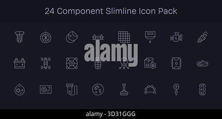 Un ensemble dynamique de 24 icônes dans le style Slim Line, conçu pour Component et adapté pour les produits numériques. Illustration de Vecteur