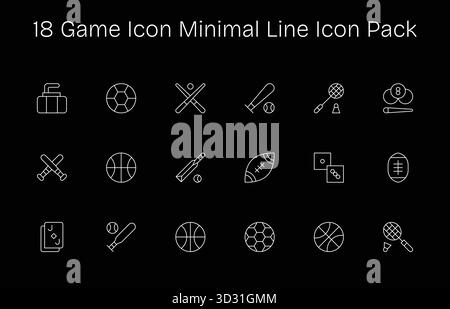 Cette collection comprend 18 icônes de style minimal Line adaptées au thème Game Icon, parfaites pour le design numérique. Illustration de Vecteur