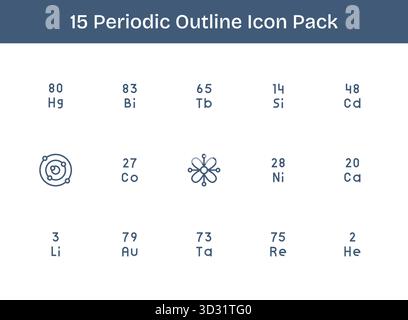 Un ensemble polyvalent de 15 icônes vectorielles Outline axées sur Periodic, idéal pour les applications mobiles et web. Illustration de Vecteur