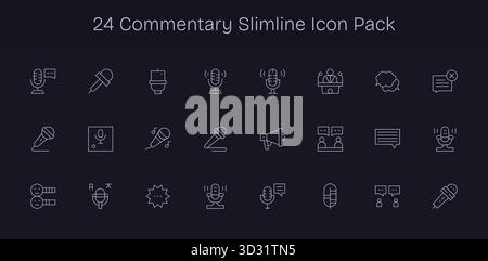 Un ensemble dynamique de 24 icônes dans le style Slim Line, conçu pour les commentaires et adapté aux produits numériques. Illustration de Vecteur