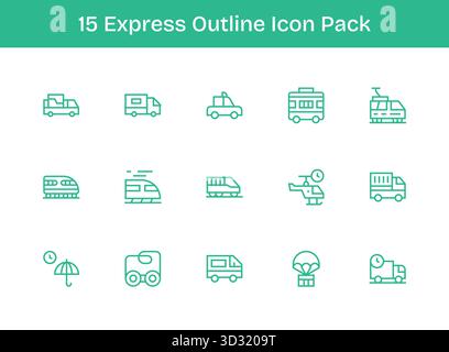 Un ensemble polyvalent de 15 icônes vectorielles Outline axées sur Express, idéal pour les applications mobiles et Web. Illustration de Vecteur