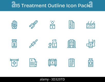 Un ensemble polyvalent de 15 icônes vectorielles Outline axées sur le traitement, idéal pour les applications mobiles et web. Illustration de Vecteur