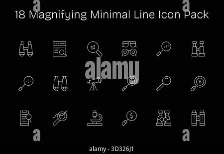 Un ensemble dynamique de 18 icônes dans le style minimal Line, conçu pour l'agrandissement et adapté aux produits numériques. Illustration de Vecteur