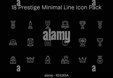 Un ensemble dynamique de 18 icônes dans le style minimal Line, conçu pour Prestige et adapté pour les produits numériques. Illustration de Vecteur