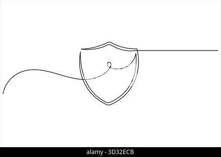 Dessin d'une ligne du symbole de bouclier représentant la protection de la vie privée et de la cybersécurité Illustration de Vecteur