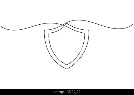 Dessin d'une ligne du symbole de bouclier représentant la protection de la vie privée et de la cybersécurité Illustration de Vecteur