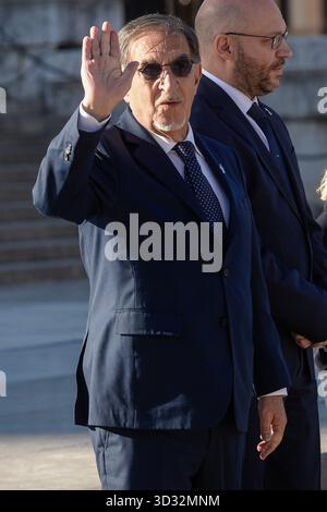 Italie, Rome, 4 novembre 2025 : Journée des forces armées, cérémonie à l'autel de la patrie, en photo Ignazio la Russa, Président du Sénat photo © Stefano Carofei/Sintesi/Alamy Live News Banque D'Images
