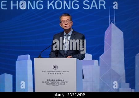 Hong Kong, Hong Kong. 04th Nov, 2025. Le Secrétaire financier de Hong Kong, Paul Chan Mo-po, lors du Global Financial leaders Investment Summit le 4 novembre 2025 à Hong Kong. (Photo de Vernon Yuen/Nexpher images/Sipa USA) crédit : Sipa USA/Alamy Live News Banque D'Images