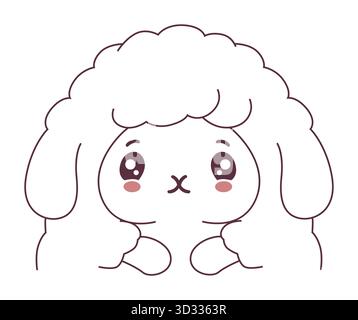 Agneau de dessin animé adorable avec laine moelleuse Illustration de Vecteur