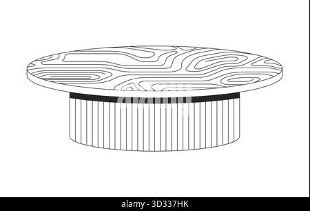 Table basse ronde avec objet de ligne 2D supérieure en bois texturé Illustration de Vecteur