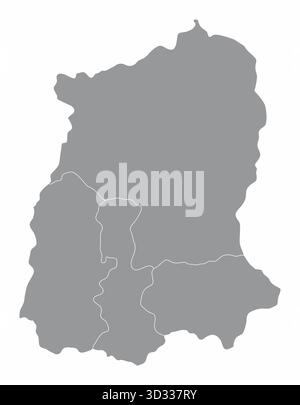 Carte administrative Siquim isolée sur fond blanc, Inde Illustration de Vecteur