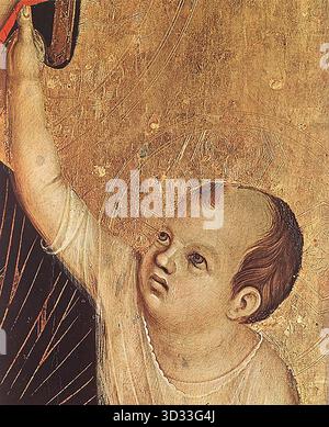 DUCCIO di Buoninsegna (né vers 1255, Sienne, d. 1319, Sienne) crévole Madonna (détail) 1283-84 Tempera sur bois Museo dell'Opera del Duomo, Sienne --- mots-clés : ------------- Auteur : DUCCIO di Buoninsegna titre : crévole Madonna (détail) chronologie : 1301-1350 École : italienne forme : peinture type : religieux Banque D'Images