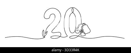 Vecteur monoline numéro 20 avec fleur d'orchidée dans le style de ligne continue Illustration de Vecteur