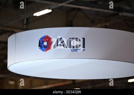 Villepinte, France. 04th Nov, 2025. Illustration du logo ACI, expert industriel français, au salon mondial du nucléaire au Parc des expositions de Villepinte le 4 novembre 2025. Photo de Tomas Stevens/ABACAPRESS.COM crédit : Abaca Press/Alamy Live News Banque D'Images