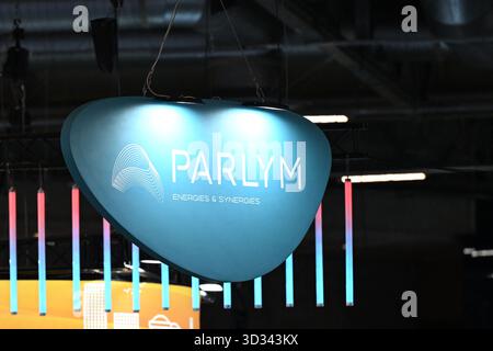 Villepinte, France. 04th Nov, 2025. Illustration du logo PARLYM, groupe d’ingénierie et de conseil, au salon mondial du nucléaire au Parc des expositions de Villepinte le 4 novembre 2025. Photo de Tomas Stevens/ABACAPRESS.COM crédit : Abaca Press/Alamy Live News Banque D'Images