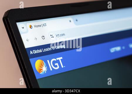 New York, États-Unis - 19 janvier 2025 : le site Web de l'IGT présente des solutions de jeu mondiales et des technologies innovantes pour le divertissement Banque D'Images