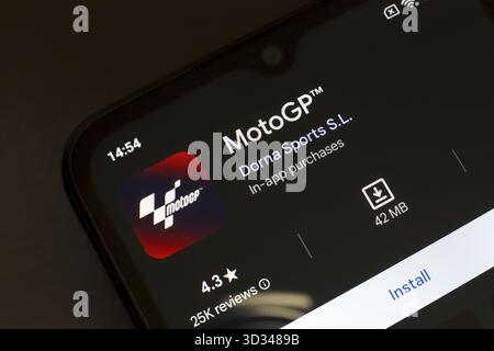 8 novembre 2024, Brésil. Dans cette illustration photo, le logo de l'application MotoGP est affiché sur l'écran d'un smartphone Banque D'Images