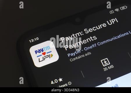 25 octobre 2024, Brésil. Dans cette illustration photo, le logo de l'application Paytm est affiché sur l'écran d'un smartphone Banque D'Images