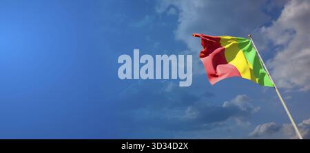 Beau drapeau national de l'État du Mali avec un espace vide sur fond large avec place pour le texte 3D. Banque D'Images