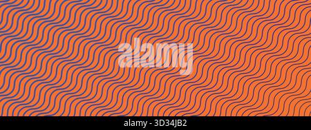 Lignes courbes parallèles sur fond rose et orange. Style rétro. Illustration de Vecteur