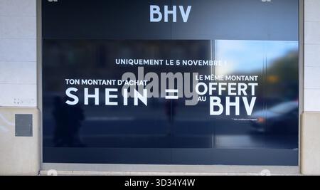Paris, France, promotion shein au bhv marais à paris le 5 novembre. Banque D'Images
