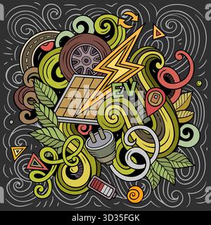 Vecteur coloré Doodle dessin animé illustration de véhicules électriques Illustration de Vecteur