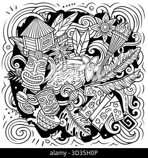 Illustration maquette vectorielle de dessin animé Hawaï Illustration de Vecteur