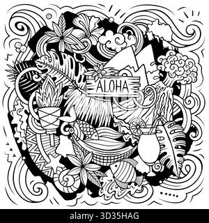 Illustration maquette vectorielle de dessin animé Hawaï Illustration de Vecteur